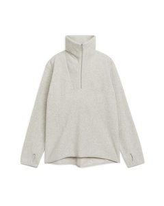 Half-zip Fleece Sweatshirt Light Grey Melange