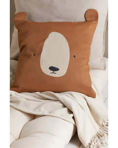 Cotton Cushion Cover Brown/bear