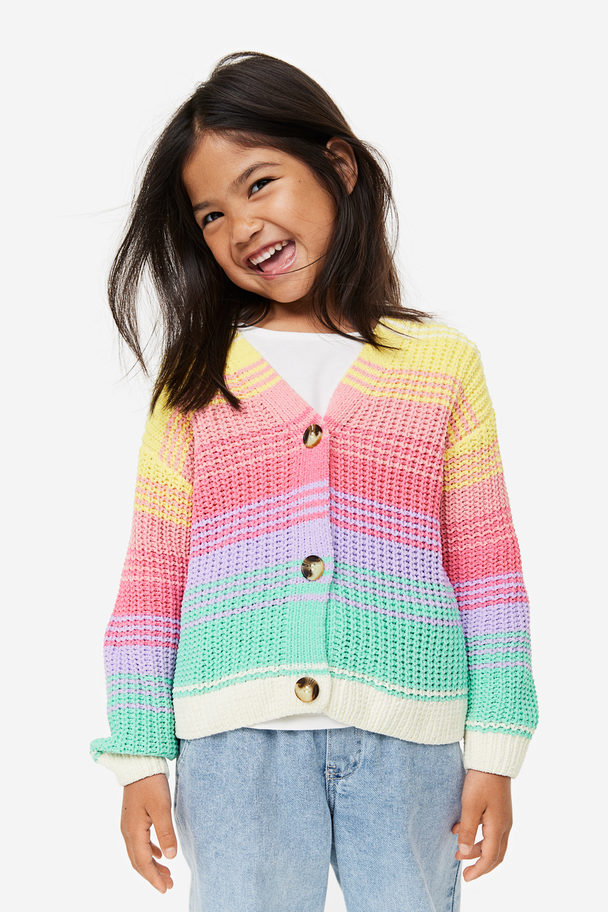 H&M Patterned Cardigan Pink/rainbow-striped
