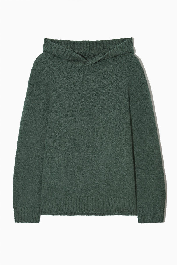 COS Relaxed-fit Bouclé-knit Hoodie Dark Green