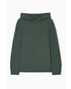 Relaxed-fit Bouclé-knit Hoodie Dark Green