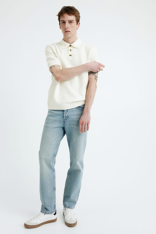 H&M Poloshirt Van Bouclégaren - Regular Fit Wit