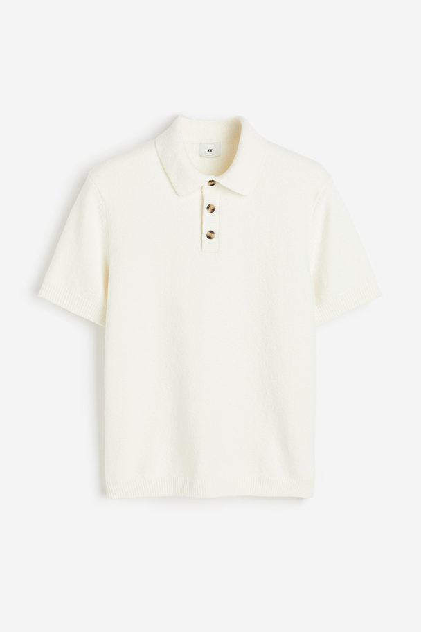 H&M Poloshirt Van Bouclégaren - Regular Fit Wit