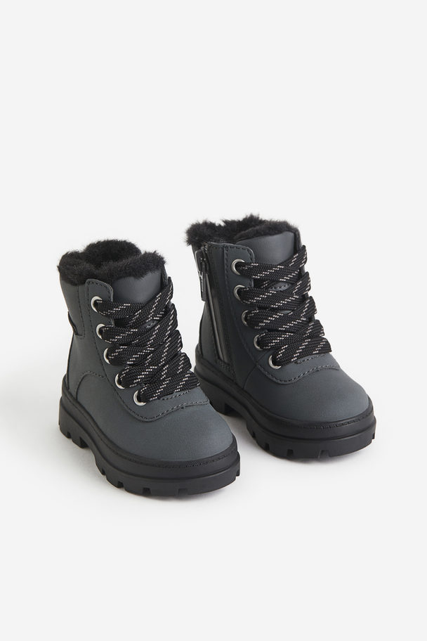 H&M Waterproof Lace-up Boots Dark Grey