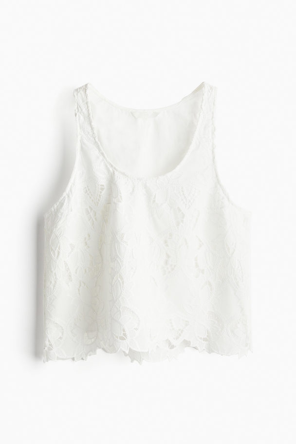 H&M Broderie Anglaise Vest Top White