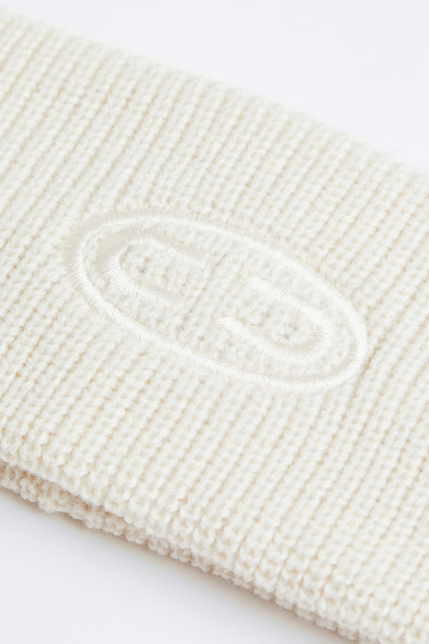 H&M Embroidered Rib-knit Headband Light Greige