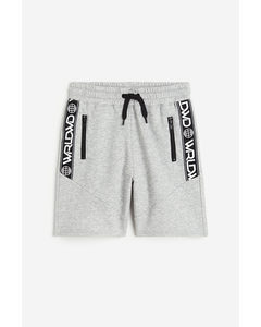 Sweatshorts mit Print Graumeliert