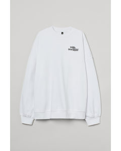Oversized Sweatshirt Med Tryk Hvid/maeve