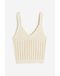 Crochet-look Vest Top Cream