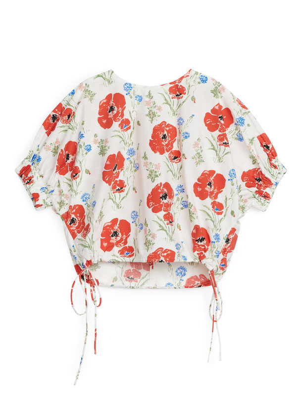 ARKET Puff-sleeve Top White/red