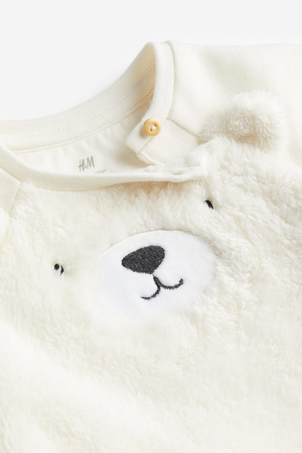 H&M 2-piece Cotton Set Natural White/bear