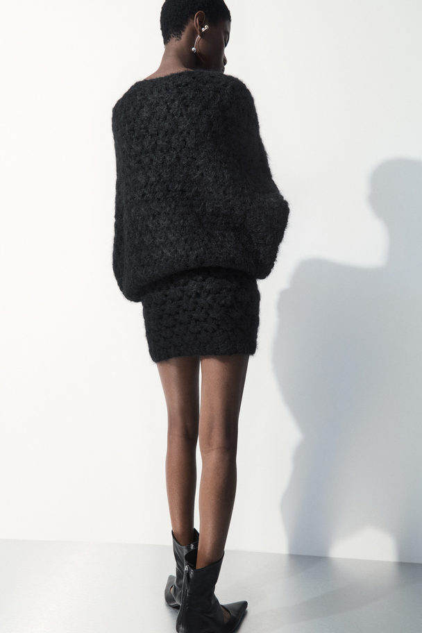 COS The Crochet-knit Mini Skirt Black