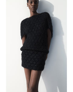 The Crochet-knit Mini Skirt Black