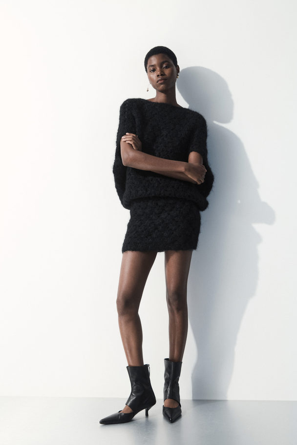 COS The Crochet-knit Mini Skirt Black
