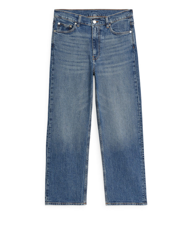 ARKET Rose Cropped Straight Stretch Jeans Mid Blue