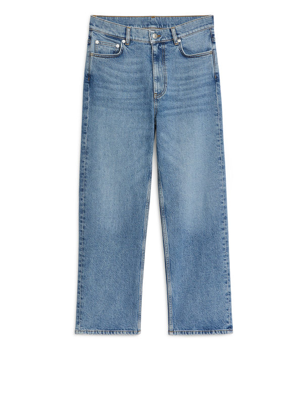 ARKET Rose Cropped Straight Jeans Med Stretch Blå