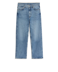 Rose Cropped Rechte Stretchjeans Blauw