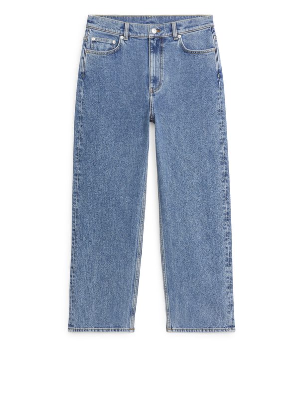 ARKET Rose Cropped Straight Jeans Med Stretch Blå
