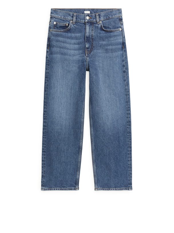 ARKET Straight Cropped Stretch Jeans Mörkblå