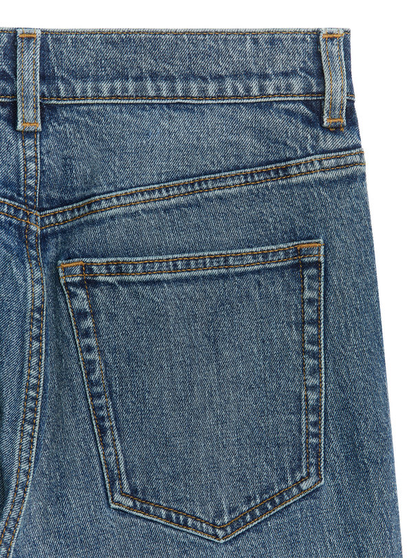 ARKET Rose Cropped Straight Jeans Med Stretch Forvasket Blå