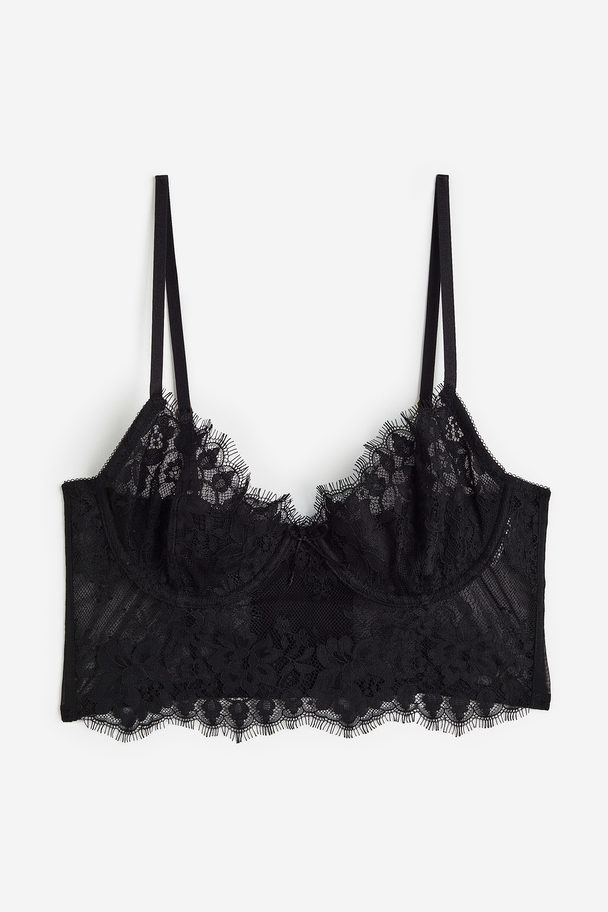 H&M Non-padded Lace Bustier Black