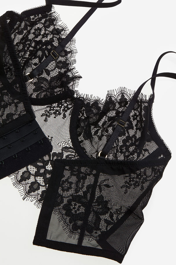 H&M Non-padded Lace Bustier Black