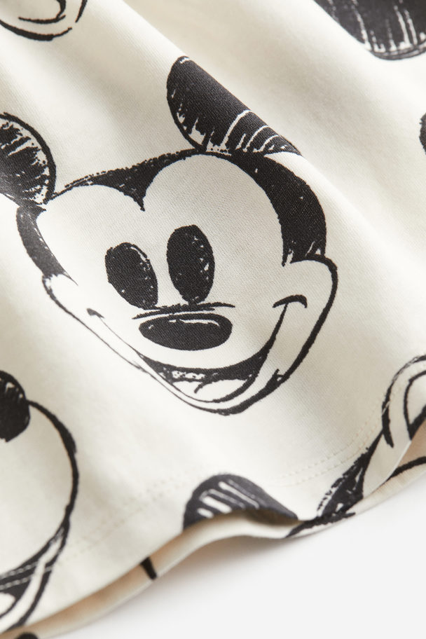 H&M Printed Cotton Dress White/minnie Mouse