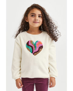 Sweatshirt mit Motiv Cremefarben/Herz