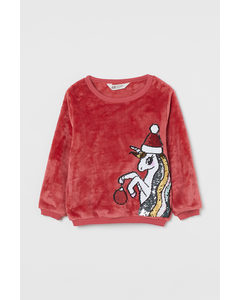 Sweatshirt mit Motiv Rot/Einhorn