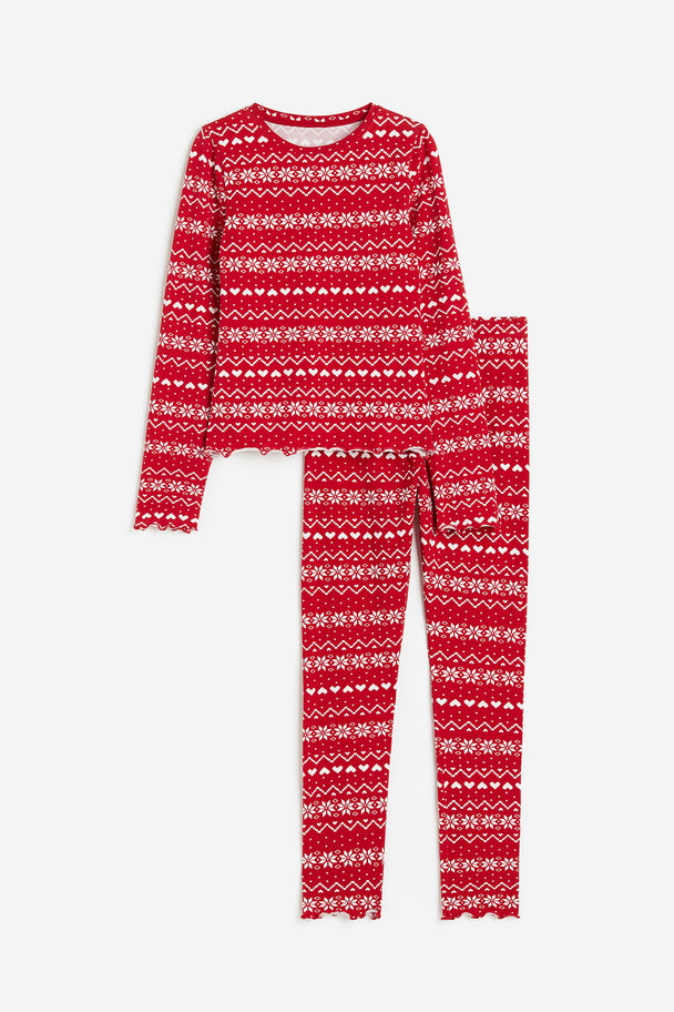 H&M Bedruckter Pyjama Rot/Gemustert