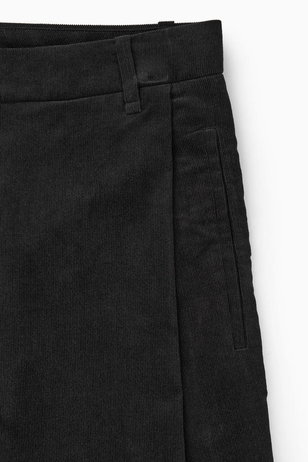 COS Pleated Barrel-leg Corduroy Trousers Black