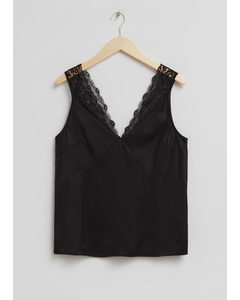Relaxed Lace Detail Top Black