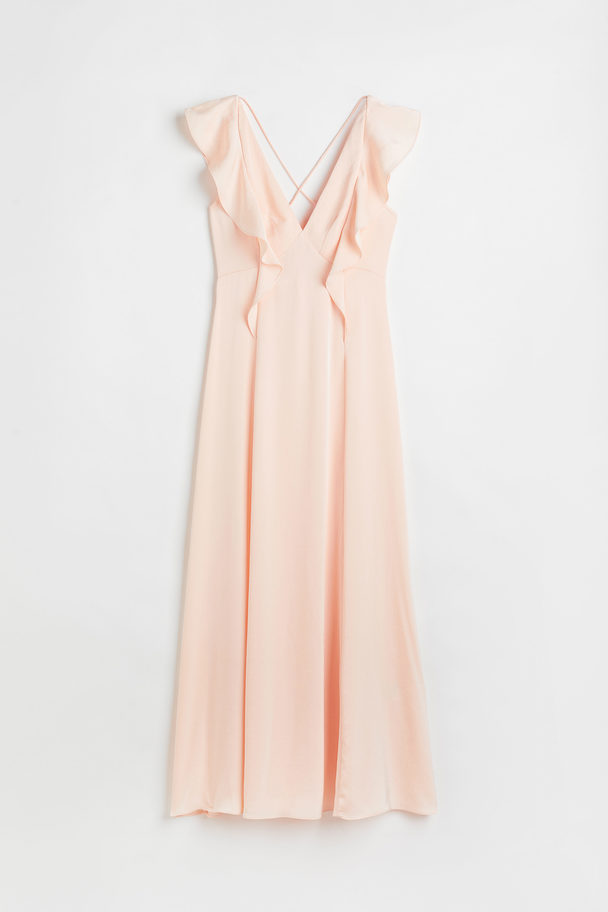 H&M Flounced Maxi Dress Light Pink