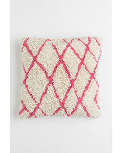 Tufted Cushion Cover Light Beige/pink
