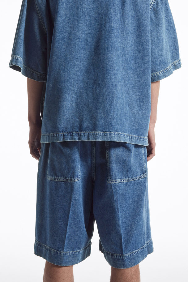 COS Långa Shorts I Denim Med Stretch Blå