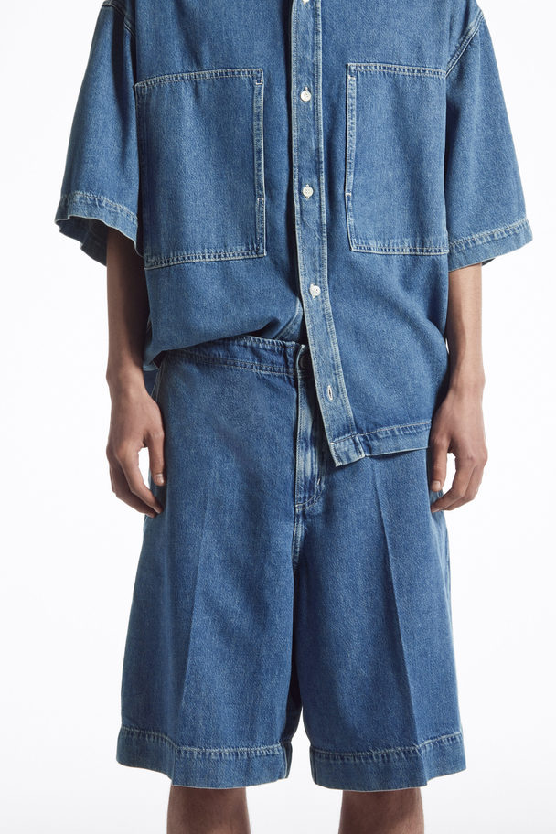 COS Långa Shorts I Denim Med Stretch Blå