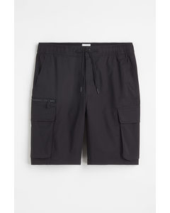 Regular Fit Knee-length Cargo Shorts Black