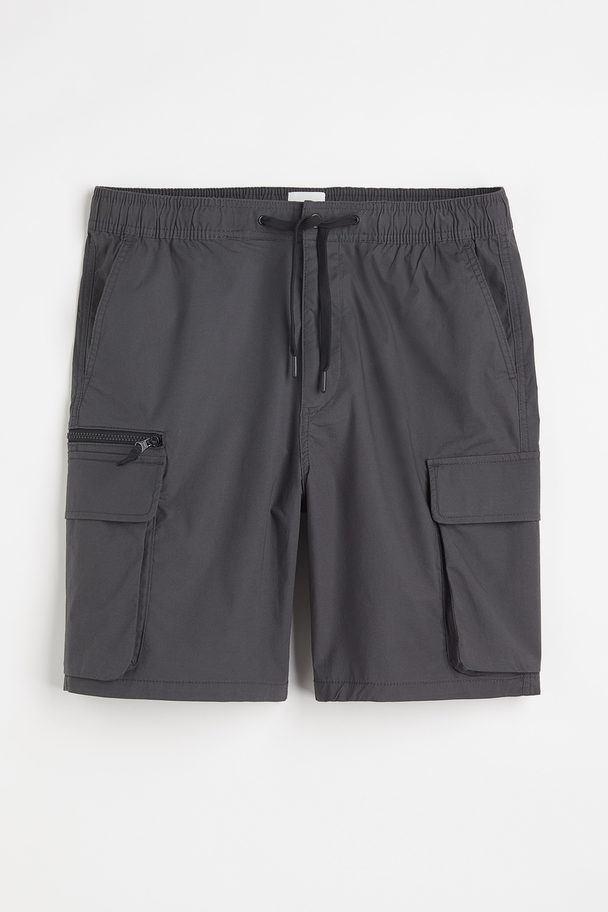 H&M Regular Fit Knee-length Cargo Shorts Dark Grey