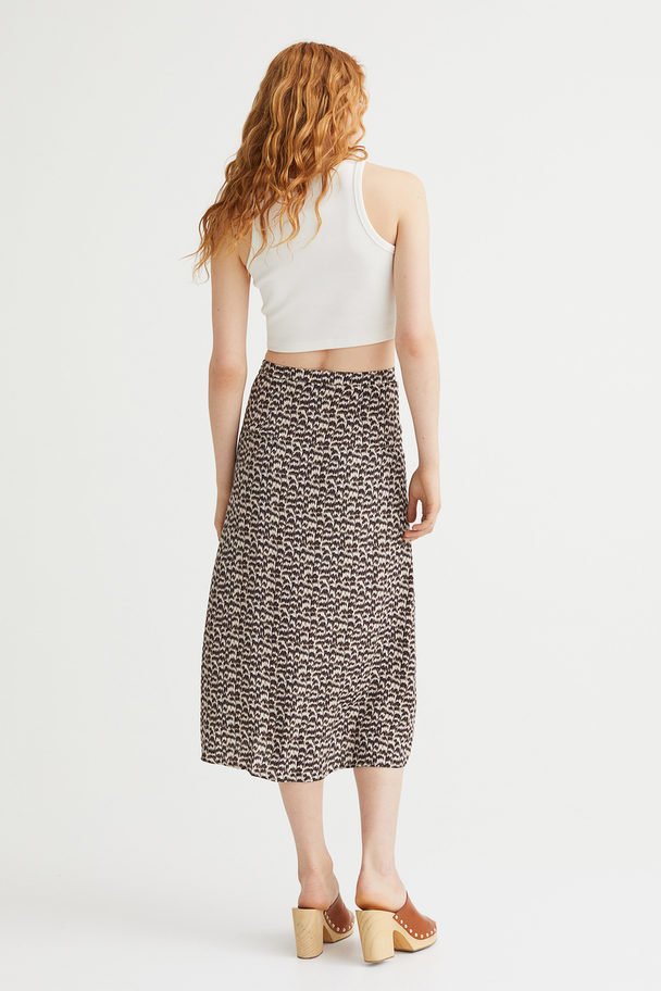H&M Viscose Skirt Dark Brown/patterned