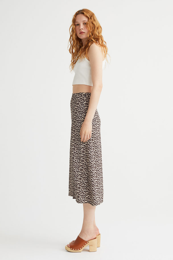 H&M Viscose Skirt Dark Brown/patterned