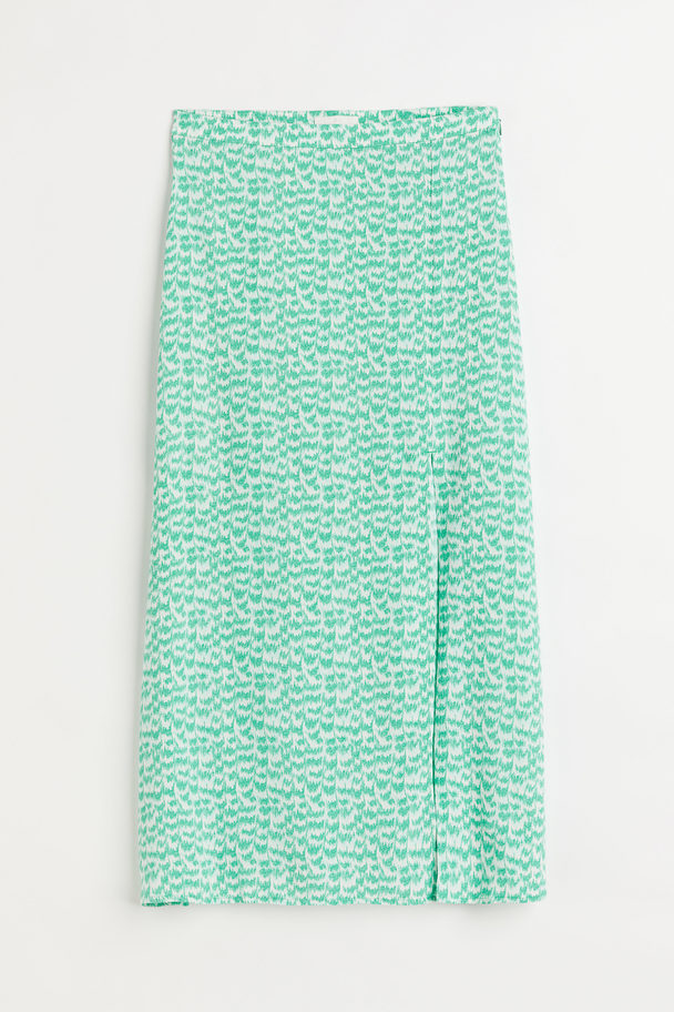 H&M Viscose Skirt Green/patterned