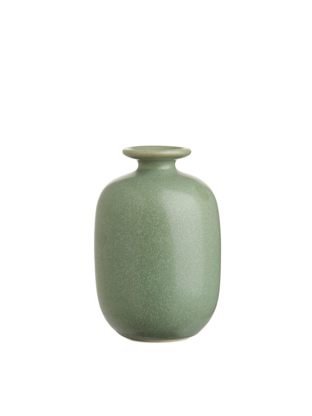 ARKET Vase aus Steingut, 11 cm Grün