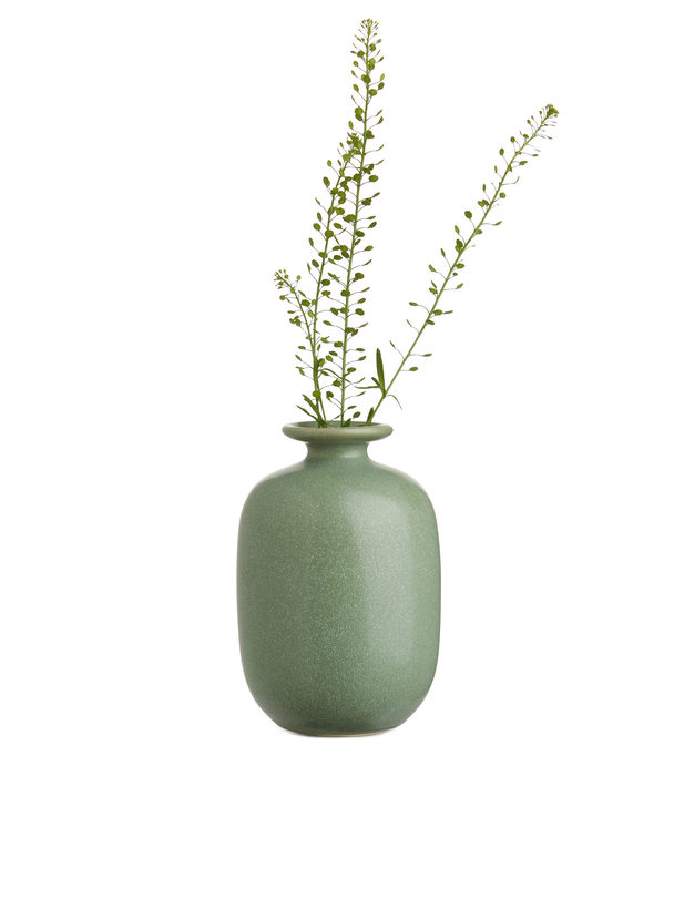 ARKET Vase aus Steingut, 11 cm Grün
