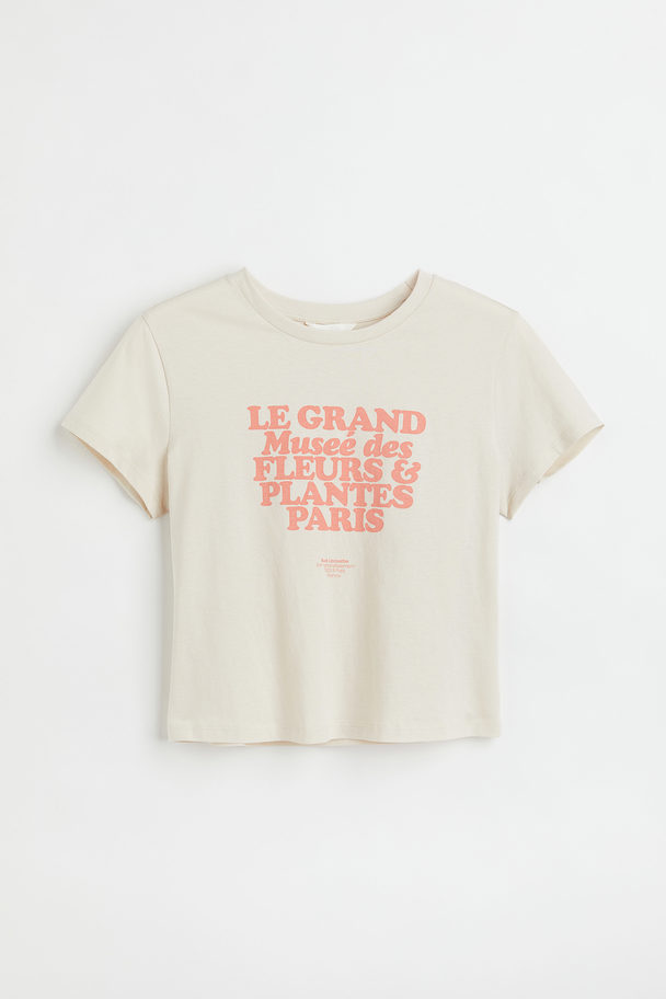 H&M H&M+ T-Shirt mit Print Cremeweiß/Paris