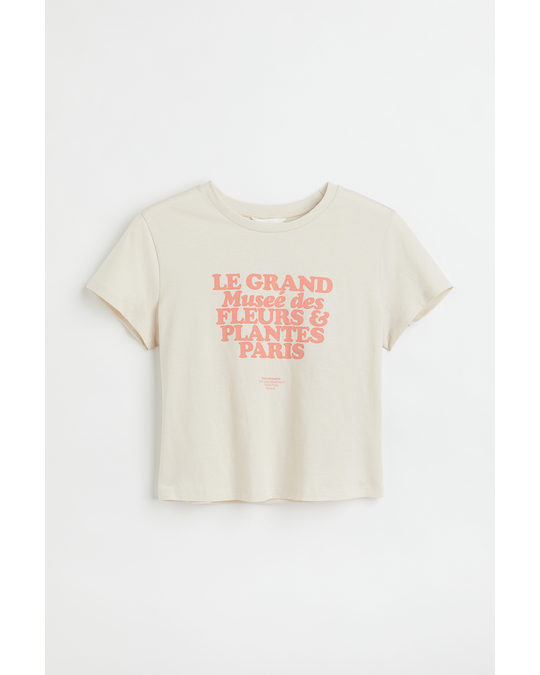 H&M H&m+ Printed T-shirt Cream/paris