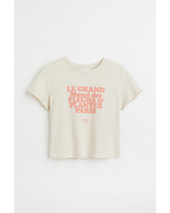 H&m+ T-shirt Med Tryk Creme/paris