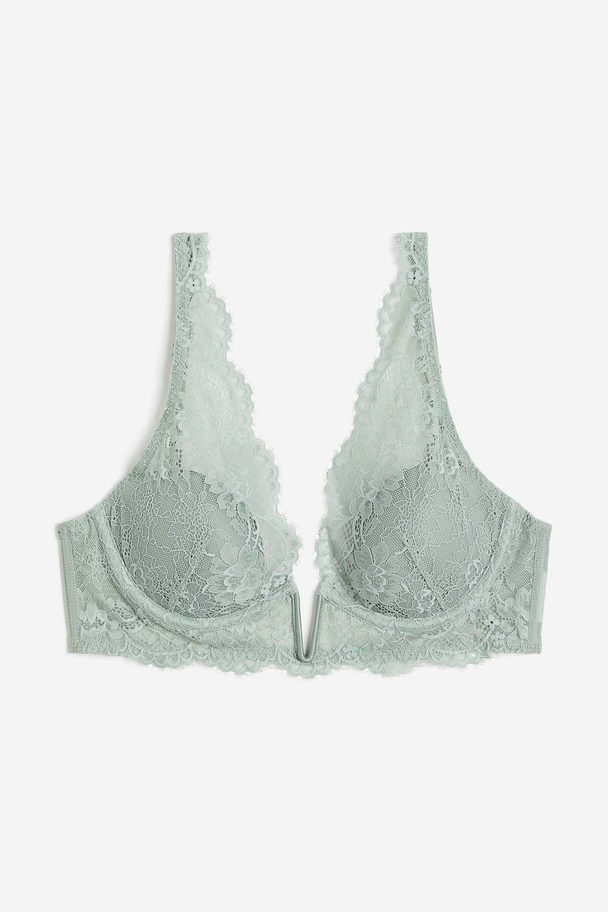 H&M Padded Underwired Lace Bra Light Green