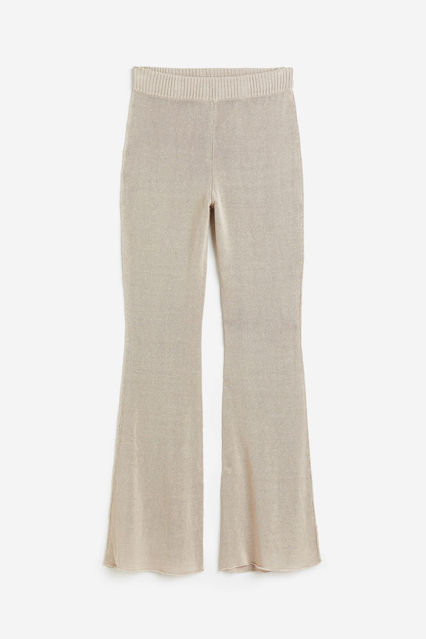 H&M Knitted Silk-blend Trousers Beige