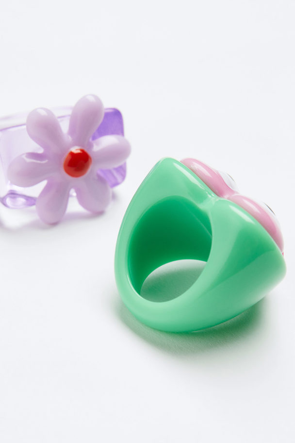 H&M 2-pack Rings Lilac/green