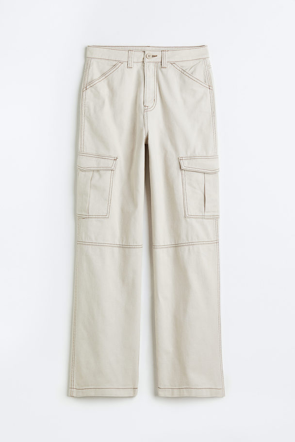 H&M Twill Cargo Trousers Light Beige